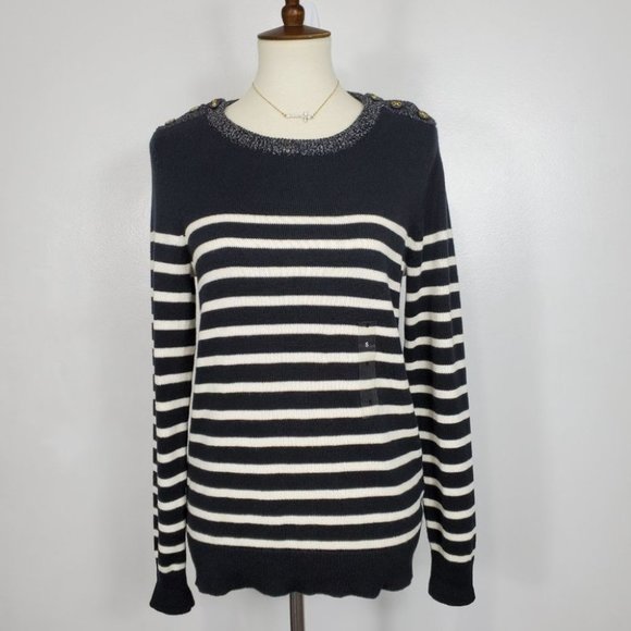 Charter Club Black Cream Striped Pullover Sweater NEW NWT Size S - Picture 15 of 15